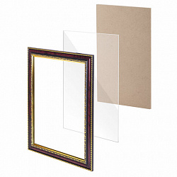 Рамка 21х30 см,небьющаяся, багет 30 мм, BRAUBERG "HIT4", красное дерево с двойной позолотой, 390996