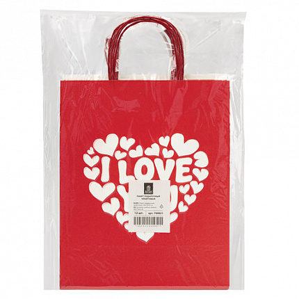 Пакет подарочный (1 штука) 26х13х32 см (L) "Love Story", ассорти, крафт, ЗОЛОТАЯ СКАЗКА, 700821