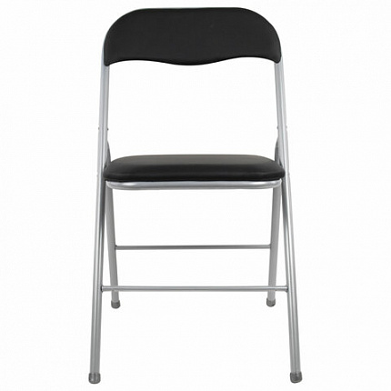 Стул складной BRABIX "Golf CF-007", серебристый каркас, кожзам чёрный, 532891