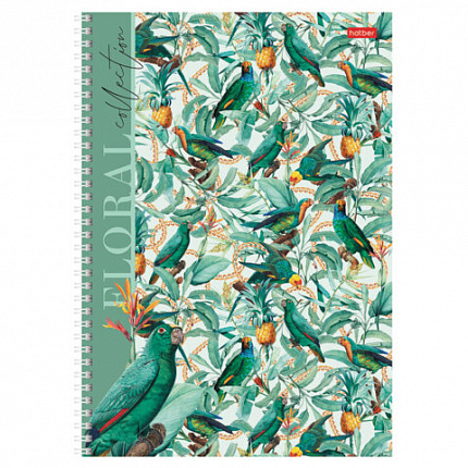 Тетрадь А4 80 л., HATBER, гребень, клетка, матовая ламинация, "Floral collection" (микс в спайке), 082972, 80Т4лВ1гр