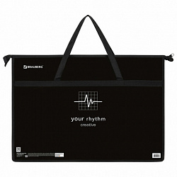 Папка для рисунков и чертежей с ручками BRAUBERG А3, пластик, молния сверху, "Creative", 273411