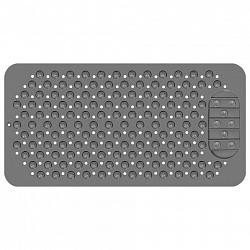 Коврик для ванны противоскользящий с теркой для ступней 68х36 см, серый, ПВХ, присоски, PRIMILA (ПРИМИЛА), 700389