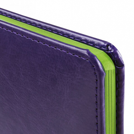 Еженедельник датированный 2026, МАЛЫЙ ФОРМАТ 95х155 мм, А6, BRAUBERG "Rainbow", под кожу, сиреневый, 117191