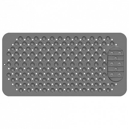 Коврик для ванны противоскользящий с теркой для ступней 68х36 см, серый, ПВХ, присоски, PRIMILA (ПРИМИЛА), 700389