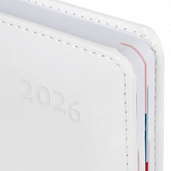 Ежедневник датированный 2026 А5 148х218 мм, GALANT "White", под кожу, белый, 117494