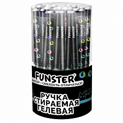 Ручка стираемая гелевая с принтом FUNSTER (ФАНСТЕР) "BLACK CAT", СИНЯЯ, корпус ассорти, игольчатый наконечник 0,5 мм, линия 0,35 мм, 144415