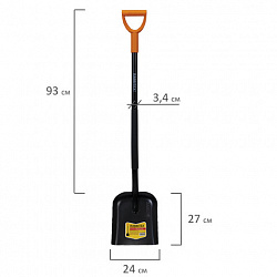 Лопата совковая стальная 24х27 см, ОБЩАЯ ДЛИНА 120 см, черенок сталь, V-ручка, RABBITEX (РАББИТЕКС) "STRONG METAL", 700482
