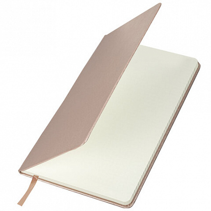 Блокнот А5 (148x218 мм), BRAUBERG "Metropolis Special", под кожу, 80 л., резинка, клетка, медный, 113334