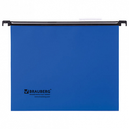 Подвесные папки А4 (350х245 мм), до 80 листов, КОМПЛЕКТ 5 шт., пластик, синие, BRAUBERG (Италия), 231797