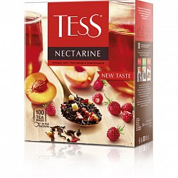 Чай TESS "Nectarine" черный с персиком и земляникой, 100 пакетиков в конвертах по 1,8 г, 1988-09