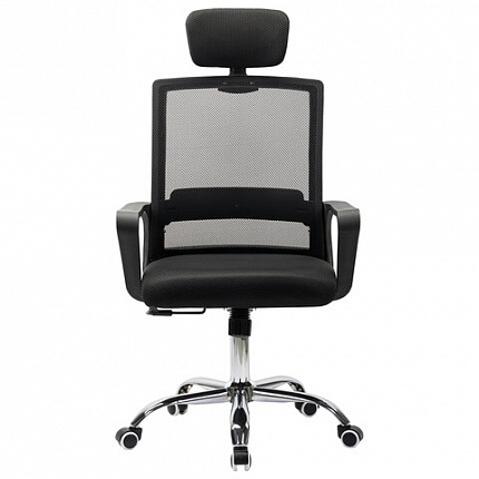 Кресло CROMEX (КРОМЕКС) "Debut CH-697", ХРОМ, с подлокотниками, механизм качания, сетка/ткань TW, черное, 533068