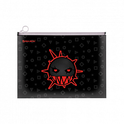 Папка для тетрадей BRAUBERG А4, 1 отделение, пластик, на zip-lock-молнии, "Danger", 272105