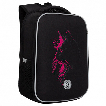 Ранец GRIZZLY анатомическая спинка, 2 отделения, для девочек, "SPARKLING CAT", 37х26х16 см, RAw-594-4/1