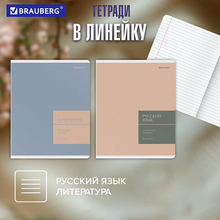 Тетради предметные, КОМПЛЕКТ 12 ПРЕДМЕТОВ 48 л., пластиковая обложка, BRAUBERG "MonoPastel", 405540
