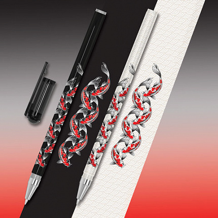Ручка шариковая с принтом FUNSTER STICK "FISH KOI", СИНЯЯ, SOFT TOUCH покрытие, узел 0,7 мм, линия письма 0,35 мм, 144388