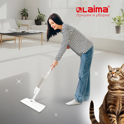 Швабра с распылителем UltraSpray Z, 2 насадки из микрофибры с плоским ворсом, скребок, LAIMA, 609145