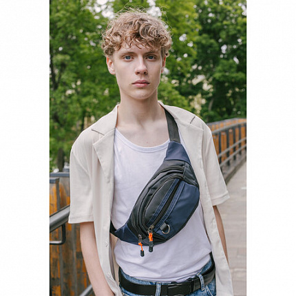 РЕЗЕРВ Сумка на пояс PROMPT, два отделения, задний карман, синяя, 37х14х4,5 см, WBZ, 273927