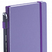 Блокнот А5 135x212 мм BRAUBERG "Edge", под кожу, резинка, держатель, 80 л., клетка, сиреневый, 117150