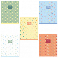 Тетрадь А5 48 л., HATBER, скоба, клетка, обложка картон, тиснение, Цветочный орнамент (микс), 092867, 48Т5тВ1