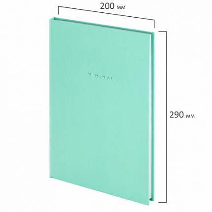 Блокнот БОЛЬШОЙ ФОРМАТ 200х290 мм, А4, 80 л., твердый, клетка, BRAUBERG "Minimal", мятный, 116435