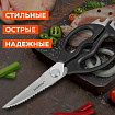 Ножницы кухонные DASWERK (ДАСВЕРК), 230 мм, разборные, с открывашками, зазубренные, 608906