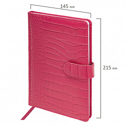 Еженедельник датированный 2026 А5 145х215 мм, BRAUBERG "Party", под кожу, розовый, 117176