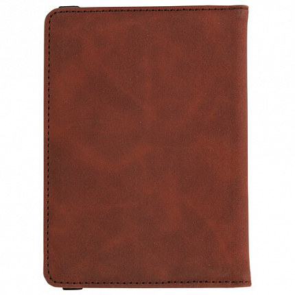 Обложка для паспорта и документов с защитой от считывания, 9 карманов, резинка, экокожа, коричневая, BRAUBERG, 238751