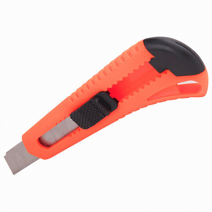 Нож канцелярский 18 мм BRAUBERG "Classic", фиксатор, корпус ассорти, упаковка с европодвесом, 230917