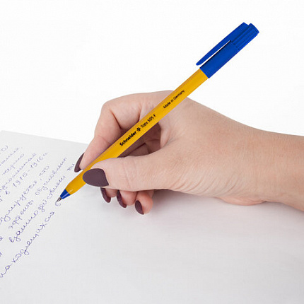 Ручка шариковая SCHNEIDER (Германия) "Tops 505 F", СИНЯЯ, корпус желтый, узел 0,8 мм, линия письма 0,4 мм, 150503