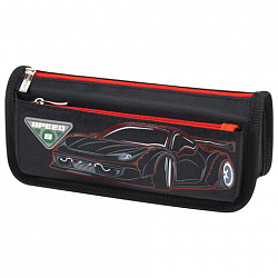 Пенал мягкий BRAUBERG, 2 отделения, полиэстер, "Speed car", черный, 21х6х9 см, 270273