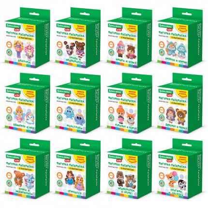 Фигурка-раскраска из гипса "С магнитом", с красками и кистью, ассорти, BRAUBERG KIDS, 666010