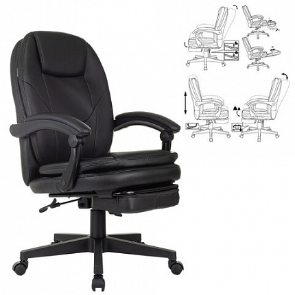 Кресло офисное CH-868N-BF, синхромеханизм, подставка для ног, экокожа, черное, 2018358