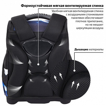 Ранец ЮНЛАНДИЯ WISE, 1 отделение, 3 кармана, устойчивое дно, "Космо-гонщик", 37х29х15 см, 273163
