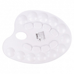 Палитра для рисования ПИФАГОР белая, пластиковая, овальная, 20 ячеек, 227808