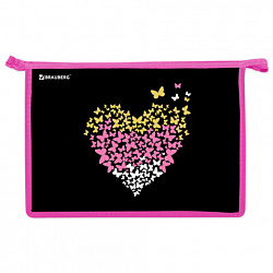 Папка для труда на молнии BRAUBERG А4, 2 отделения, органайзер, "Shining heart", 272210