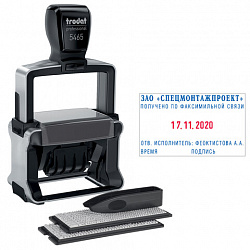 Датер самонаборный, металлический, 4 строки + дата, оттиск 56х33 мм, сине-красный, TRODAT 5465 BANK, КАССЫ, 126693