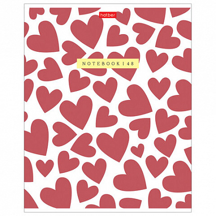 Тетрадь обложка пластик, А5 48л. скоба, клетка, HATBER, LOVE IS.... (микс в спайке),, 48Т5В1пл