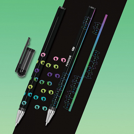 Ручка шариковая с принтом FUNSTER STICK "BLACK CAT", СИНЯЯ, SOFT TOUCH покрытие, узел 0,7 мм, линия 0,35 мм, 144391