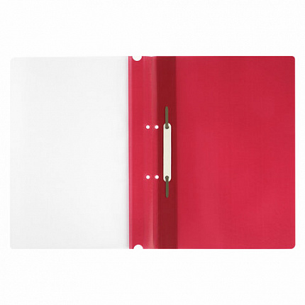 Скоросшиватель пластиковый с перфорацией STAFF, А4, 100/120 мкм, красный, 271718