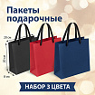 Пакет подарочный НАБОР 3 штуки 20х8х20 см, ЗОЛОТАЯ СКАЗКА "Business Kraft", крафтовая бумага, 608254