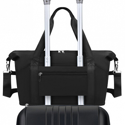 Сумка дорожная HEIKKI EXPAND (ХЕЙКИ), трансформер, багажная лента, черная, 40,5х23х42 см, 273875