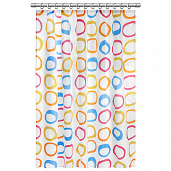 Шторка для ванной ПОЛИЭСТЕР, 180х200 см, кольца в комплекте, КРУГИ, PRIMILA (ПРИМИЛА), 700086