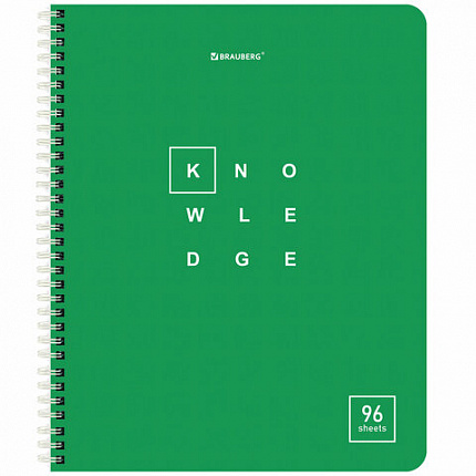 Тетрадь А5 96 л. BRAUBERG, гребень, клетка, обложка картон, "Knowledge" (микс в спайке), 404421