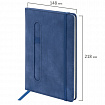 Блокнот А5 148x218 мм BRAUBERG "Optimal", под кожу, 80 листов, резинка, держатель для ручки, клетка, синий, 118633