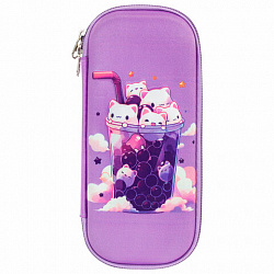 Пенал ЮНЛАНДИЯ, 1 отделение, карман, полиэстер/EVA, 22х10х5 см, "Bubble tea", 273190