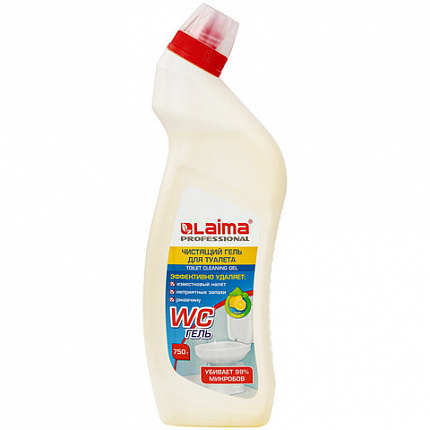 Средство для уборки туалета кислотное 750 г, LAIMA PROFESSIONAL "Лимон-WC Гель", утенок, 604793