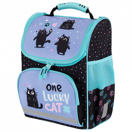 Ранец ПИФАГОР BASIC, 1 отделение, 3 кармана, эргономичная спинка, "Funny cats", 35х28х18 см, 273135