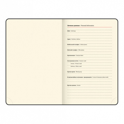 Ежедневник датированный 2026, МАЛЫЙ ФОРМАТ 100х150 мм, А6, BRAUBERG "Iguana", под кожу, черный, 117252