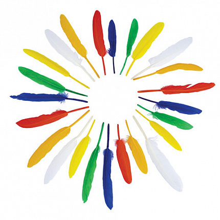 Перья декоративные прямые, 10-15 см, 24 шт., 6 цветов, яркие, ассорти, ОСТРОВ СОКРОВИЩ, 661380