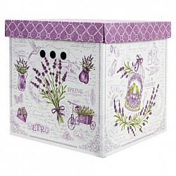 Короб для хранения из плотного микрогофрокартона 315х315х315 мм, КОМПЛЕКТ 3 шт., BRAUBERG HOME "Лаванда", 271817